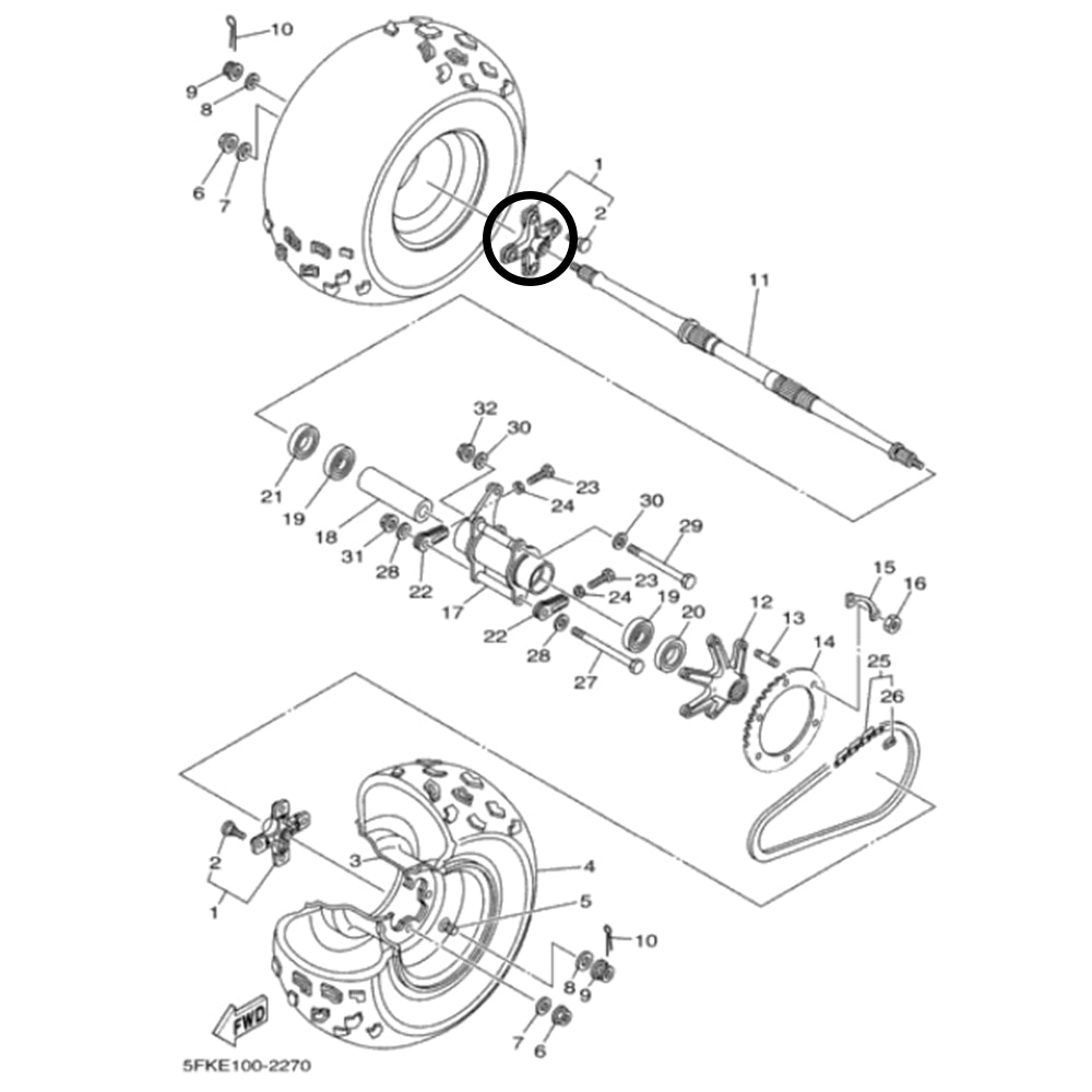 1PE-F53K0-00-00 Stock Rear Wheel Hub (74B)