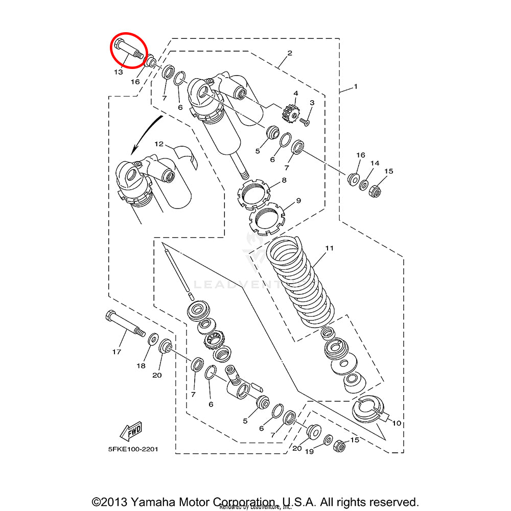 Banshee Top Rear Shock Bolt