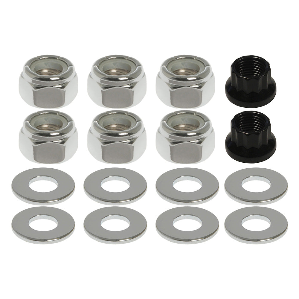 6 Chrome Cylinder Lock Nuts, 8 Chrome Washers 2 12 Point ARP Nuts